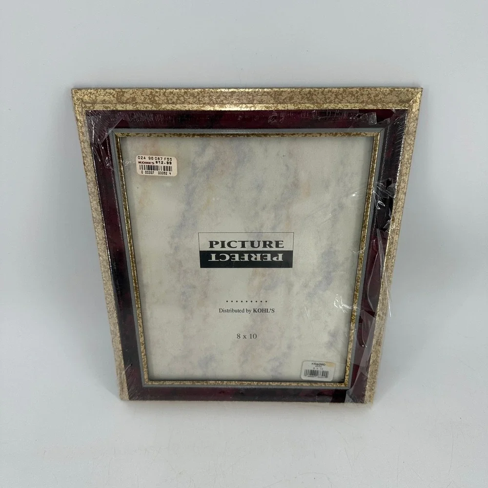 Fetco Picture Perfect 8x10 Photo Frame Burgundy Marble Gold Textured KS6080
